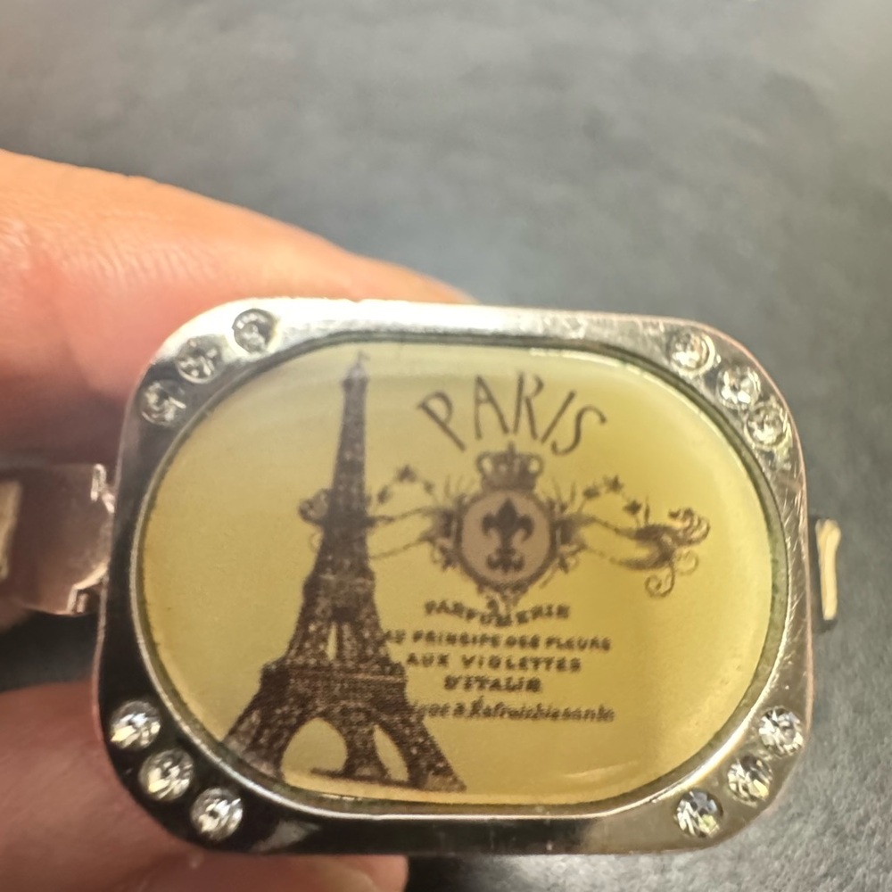 Paris Eiffel Tower Silver Ring with Yellow Accent